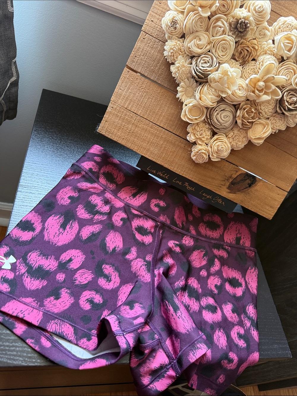 Under Armour Women’s Black and Pink Leopard Bike Shorts